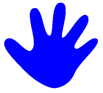 Hand blau gerade
